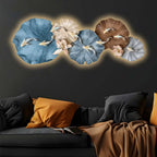 Aesthetic Golden Koi Lily Pads Crystal Glass Backlit LED Painting