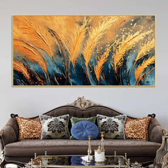 aesthetic-golden-wheat-feather-abstract-canvas-wall-painting