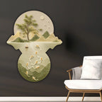 Aesthetic Koi Fish Mountain Landscape Premium Crystal Glass Backlit LED Wall Art