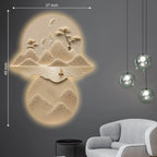 Aesthetic Mountains Trees & Koi Fish Premium Crystal Glass Backlit LED Painting
