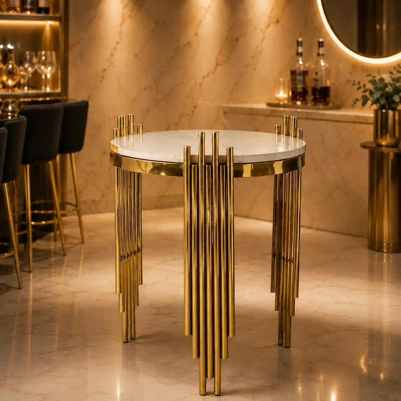 Aesthetic Round Nesting Table with Marble Top Set Of 2