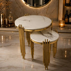 Aesthetic Round Nesting Table with Marble Top Set Of 2