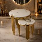 Aesthetic Round Nesting Table with Marble Top Set Of 2