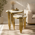 Aesthetic Round Nesting Table with Marble Top Set Of 2