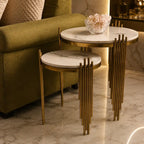Aesthetic Round Nesting Table with Marble Top Set Of 2