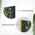 Aesthetic Royal Blue & Gold Peacock 3D Bas-Relief Type Canvas Wall Painting