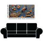 Aesthetic Royal Peacock Among Golden Blossoms Canvas Wall Painting
