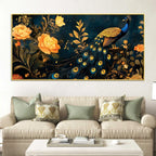 aesthetic-royal-peacock-in-gold-floral-canvas-wall-painting