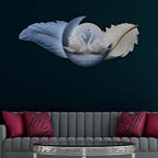 Aesthetic Swan Couple & Feather Wings Crystal Glass Backlit LED Wall Art