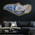 Aesthetic Swan Couple & Feather Wings Crystal Glass Backlit LED Wall Art