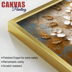 Aesthetic White Blossom Tree with Golden Leaves 3D Canvas Wall Painting