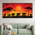 African Abstract Elephant Sunset Canvas Wall Painting