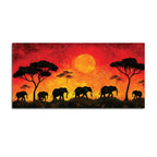 African Abstract Elephant Sunset Canvas Wall Painting
