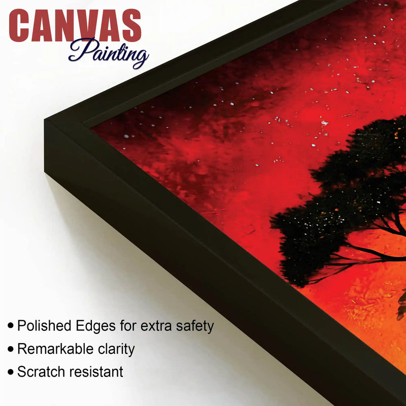 African Abstract Elephant Sunset Canvas Wall Painting