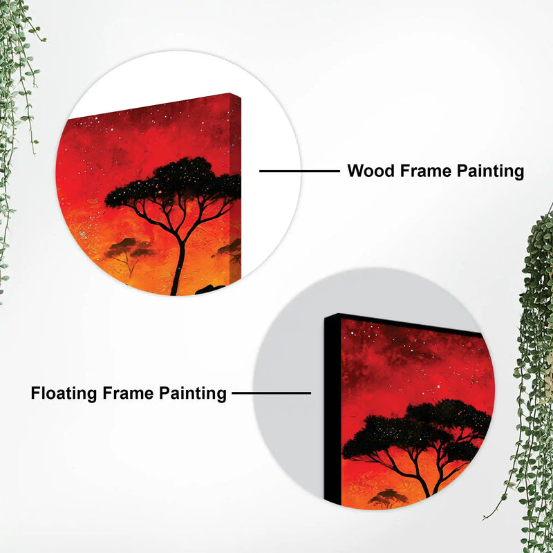 African Abstract Elephant Sunset Canvas Wall Painting