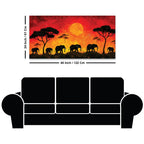African Abstract Elephant Sunset Canvas Wall Painting