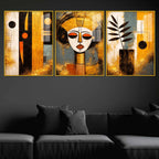 African Inspired Wall Art Floating Acrylic Painting Set of 3