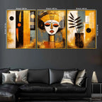 African Inspired Wall Art Floating Acrylic Painting Set of 3