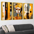 African Inspired Wall Art Floating Acrylic Painting Set of 3