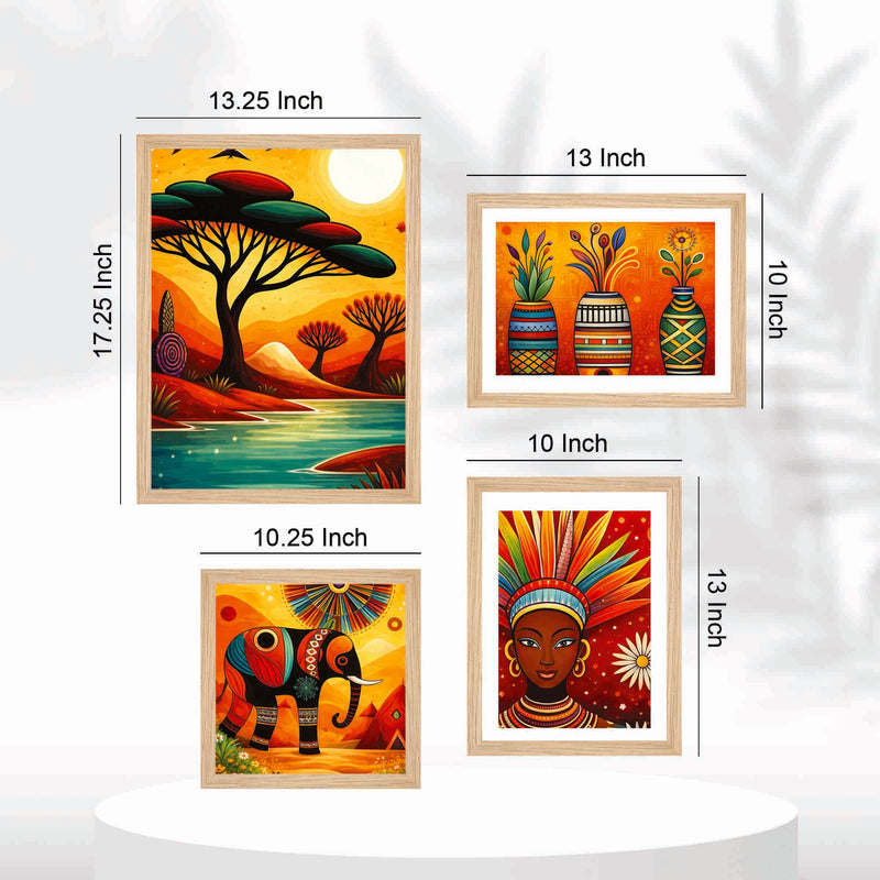 African Inspired Wall Frame Set of Four