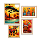 African Inspired Wall Frame Set of Four