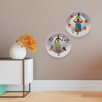 African Warli Art Dance Ceramic Wall Hanging Plates of Two Pieces