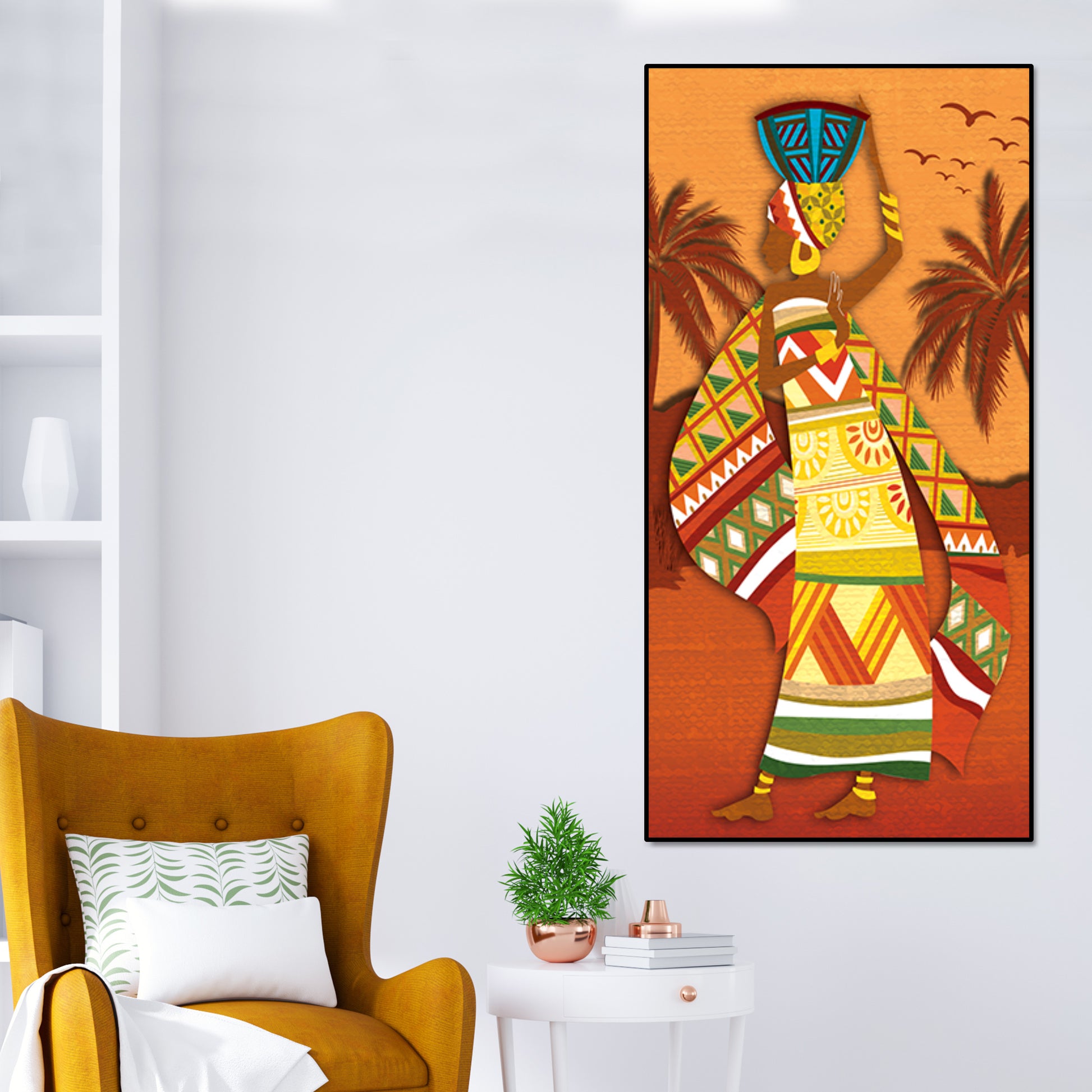 African Woman Dancing Premium Wall Painting for Living Room