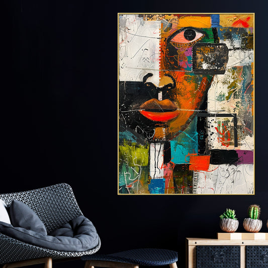 Afro Geometric Cotton Canvas Wall Painting