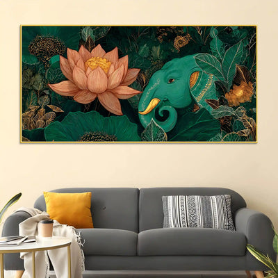 alluring-elephant-and-lotus-in-deep-nature-canvas-wall-painting