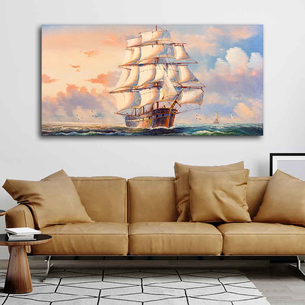 Amazing Sailing Ship Wall Painting