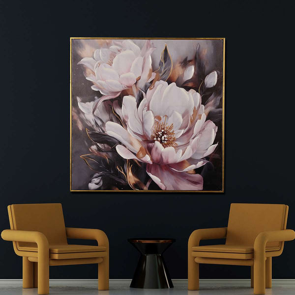 Ambrosial of Petals Hand Painted Wall Painting with Floating Frame