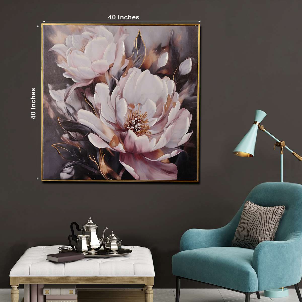 Ambrosial of Petals Hand Painted Wall Painting with Floating Frame