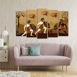 Ancient Greece Premium Wall Painting of Five Pieces