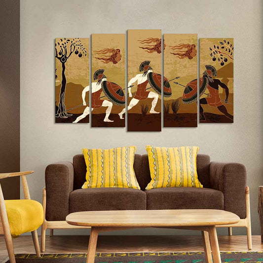 Ancient Greece Premium Wall Painting of Five Pieces