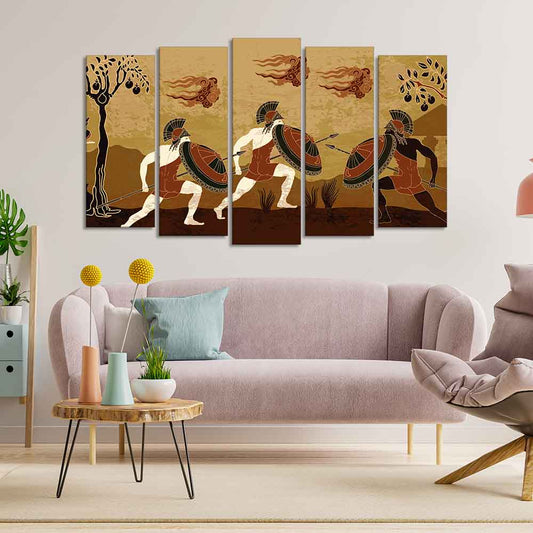 Ancient Greece Premium Wall Painting of Five Pieces