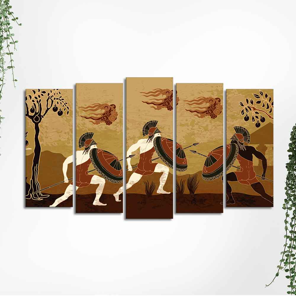 Ancient Greece Premium Wall Painting of Five Pieces