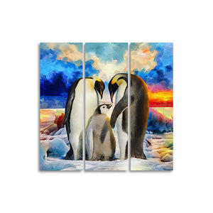 Animal Wall Painting of Penguins Set of 3 Pieces