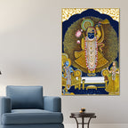 Antique Lord Shrinathji Pichwai Styled Canvas Wall Painting