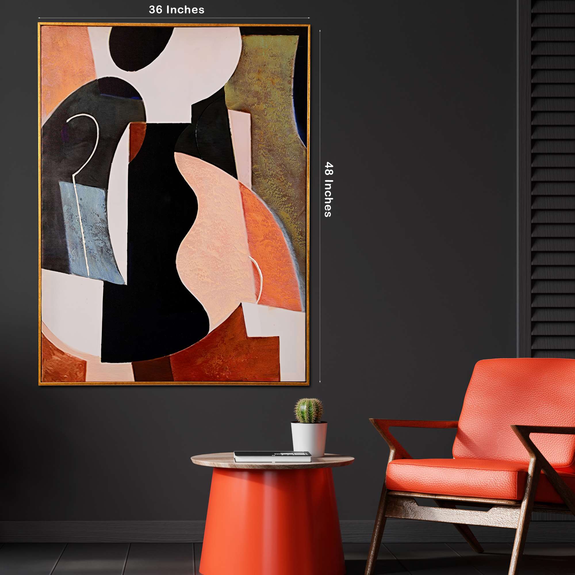 Architectural Rhythms Abstract Hand Painted Wall Painting with Floating Frame