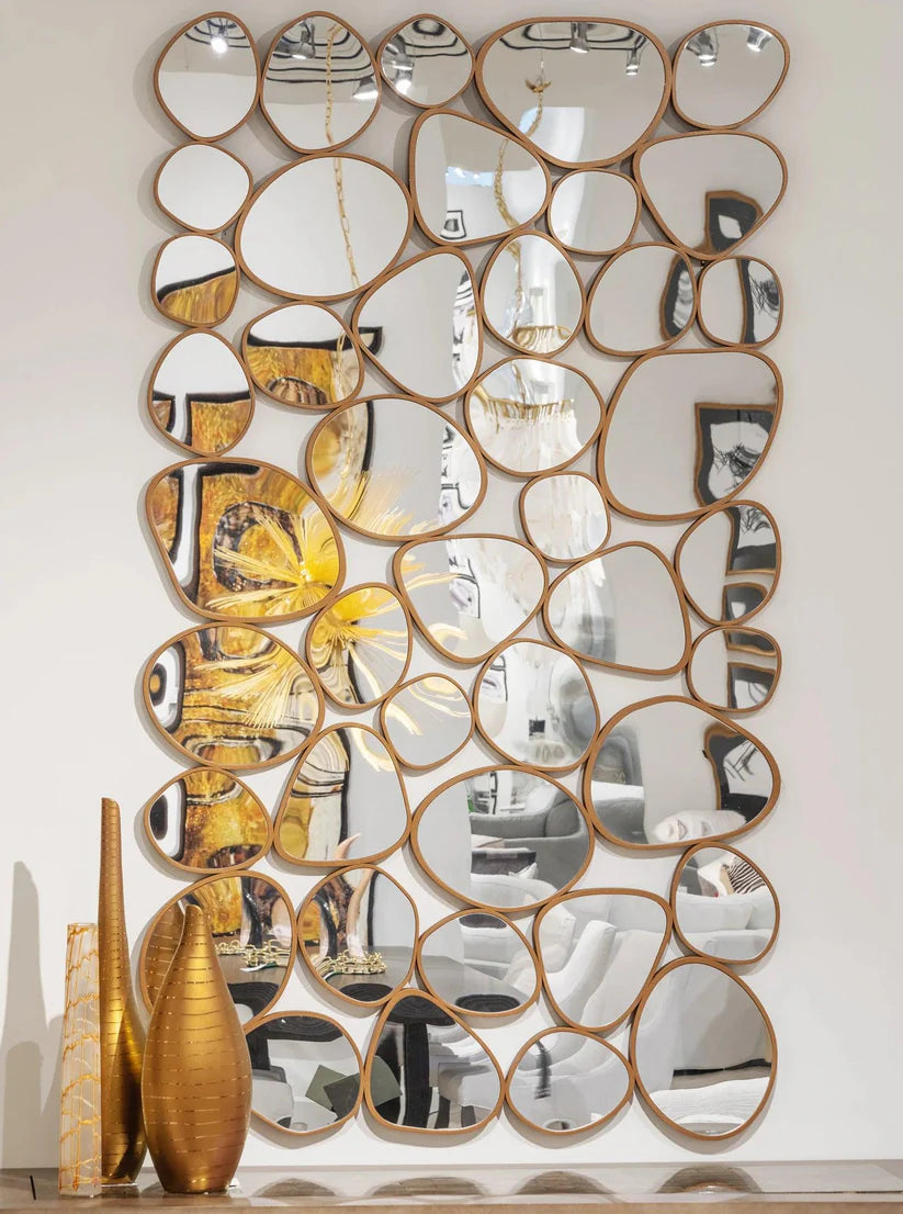Art Inspired Wall Mirror Composition Cluster in Gold Frame