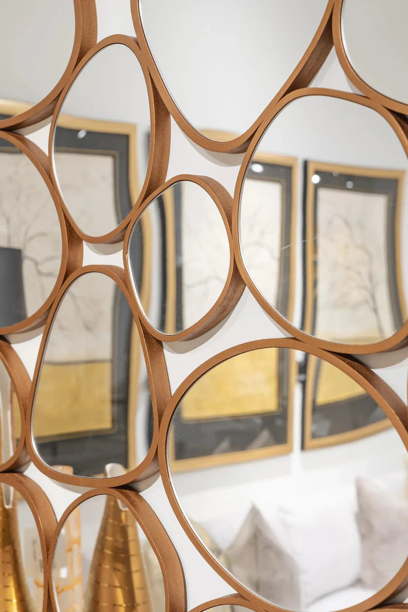 Art Inspired Wall Mirror Composition Cluster in Gold Frame