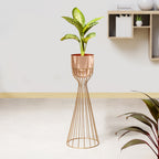 Artful Foliage Gold Stand & Ross Gold Pot - Large Size Planter