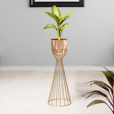 Artful Foliage Gold Stand & Ross Gold Pot - Large Size Planter