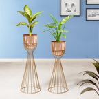 Artful Foliage Gold Stand & Ross Gold Pot Planters Set of 2