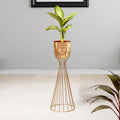 Artful Foliage Golden Stand & Gold Pot - Large Size Planter