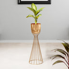 Artful Foliage Golden Stand & Gold Pot - Large Size Planter