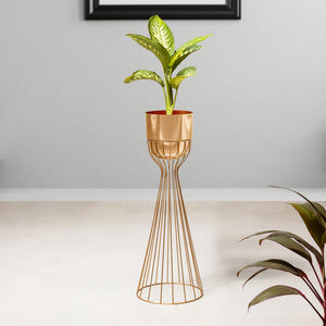 Artful Foliage Golden Stand & Gold Pot - Large Size Planter
