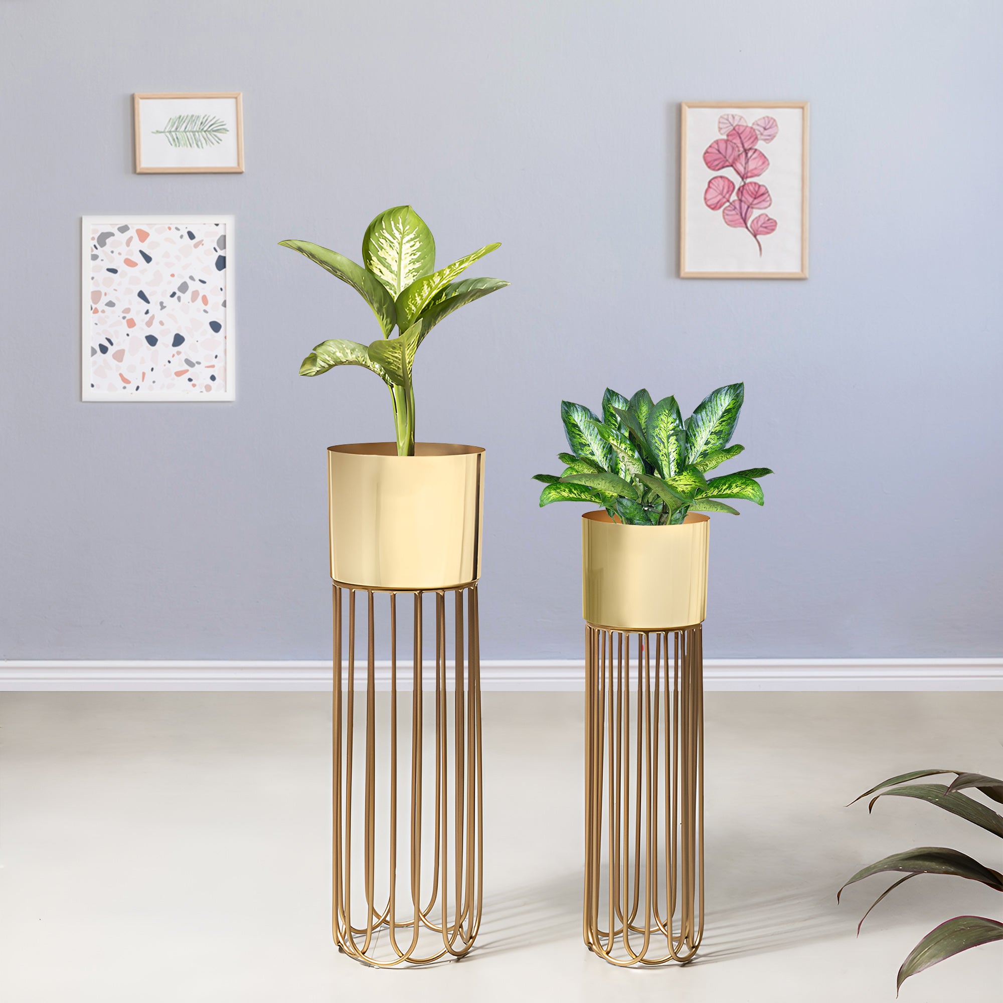 Artisan Arboretum Golden Finish Planters Set of 2
