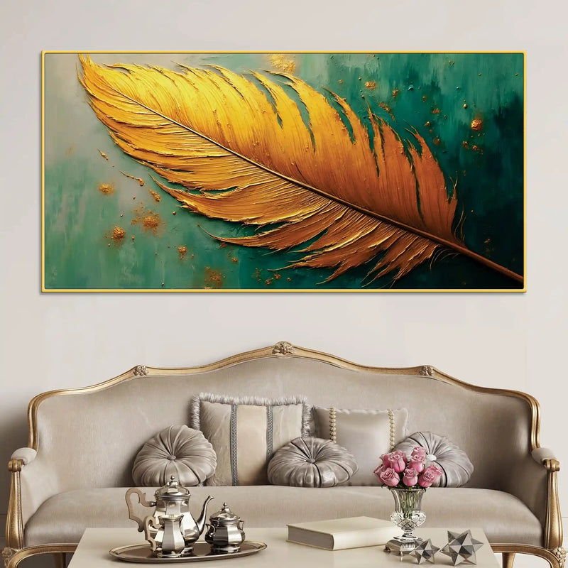 Artistic Abstract Feather Canvas Wall Painting for Home Interiors