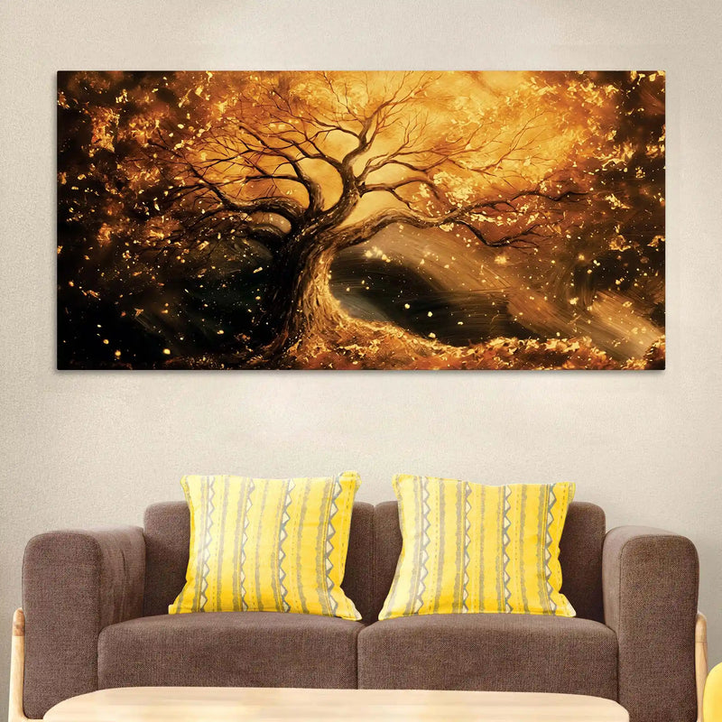 Artistic Abstract Glowing Tree Canvas Wall Art Painting